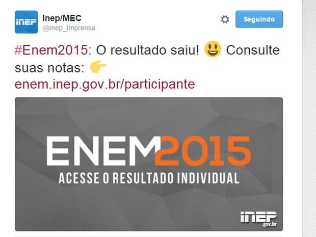 Inep Divulga Resultado Do Enem 2015 Consulte Sua Nota Wscom